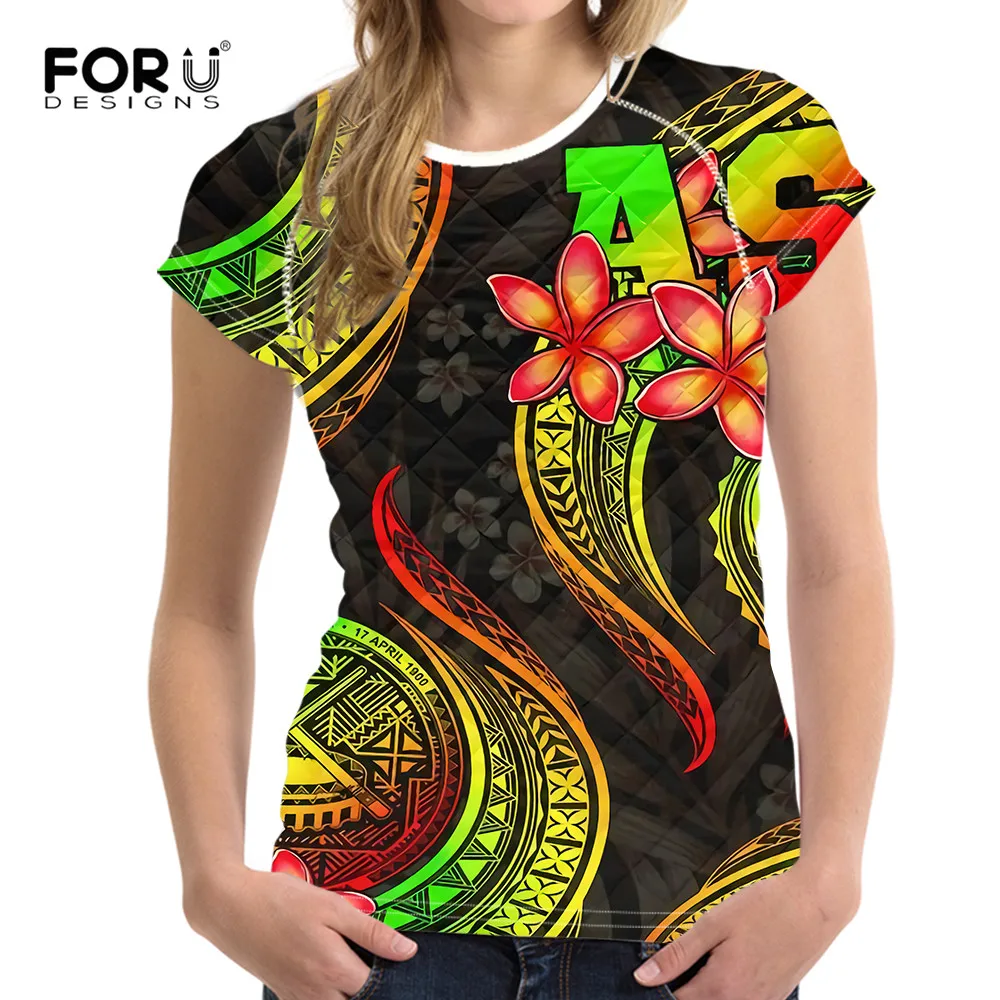 FORUDESIGNS/женская футболка с 3D принтом Американского Самоа Повседневная летняя