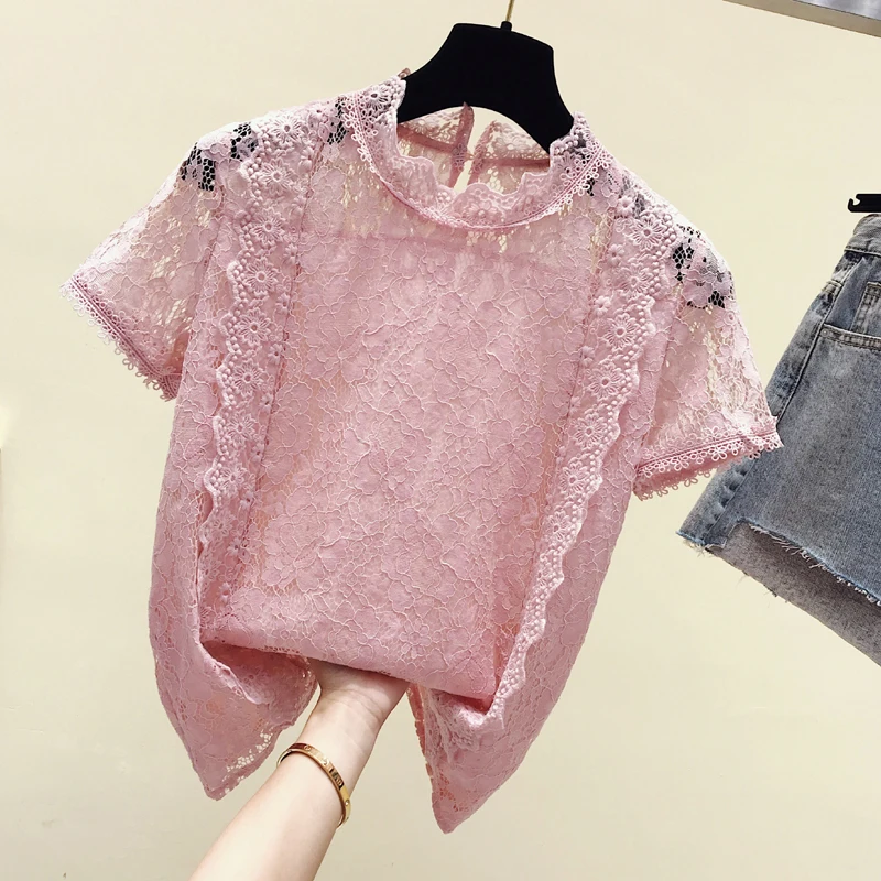 С воротником с кружевом и оборками женская блузка пэчворк 2021 новые летние