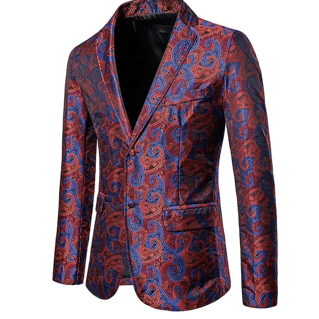 Стиль Slim Fit Мужской Блейзер Куртки Серебряный Цветочный Принт блейзер человек хип хоп сценический блейзер мужской повседневный мужской s Пальто Блейзер Топ