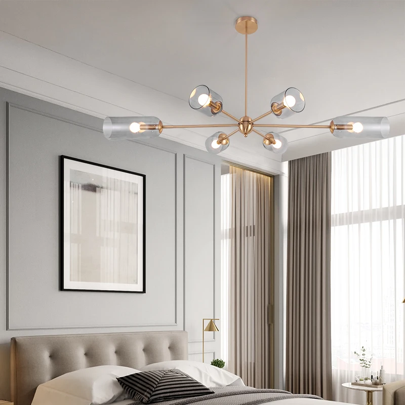 Люстра в стиле постмодерн светодиодная лампа с абажуром из дымового серого