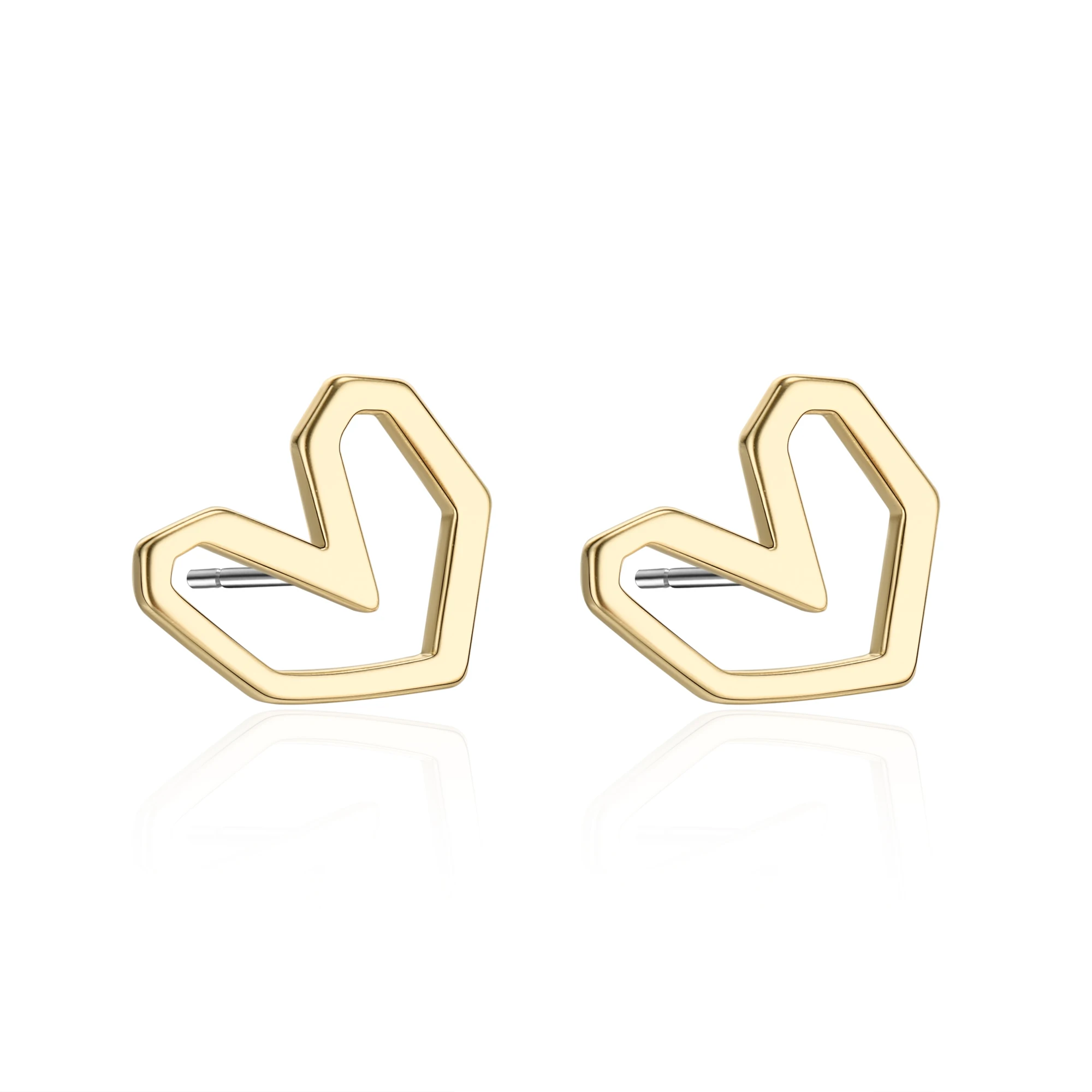 

Piercing Heart Stud Earrings for Women Femme Simple Hollow Heart Shape Golden Wedding Party Earrings Trend K-pop Accessories