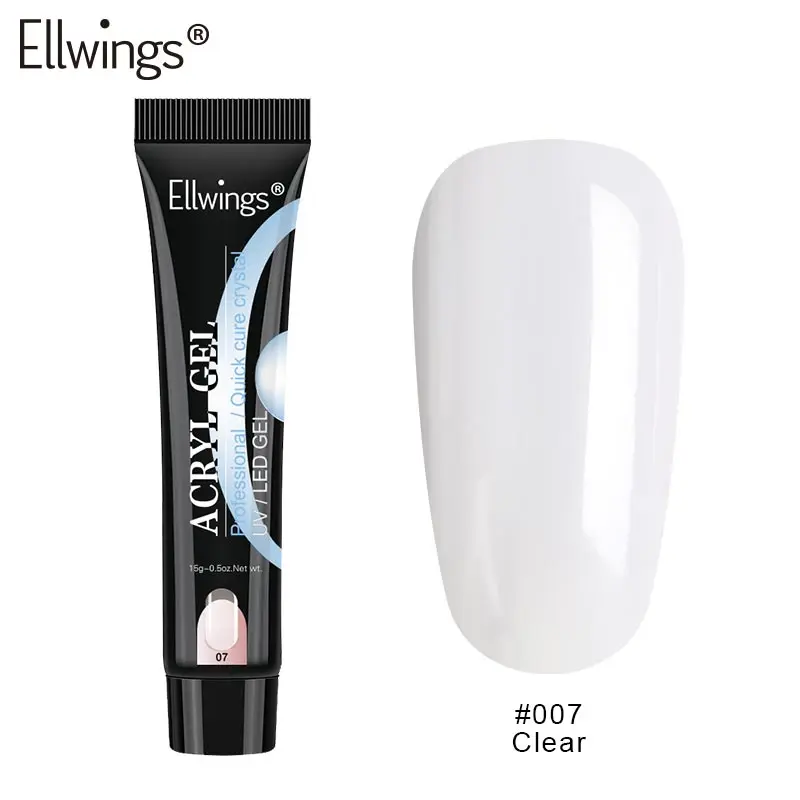 clear Ellwings, полигель для быстрого строительства, гель для ногтей, акриловый, полигель, кристалл, УФ, гель для наращивания, решение для выскальзывания, быстрое удлинение геля - Цвет: clear