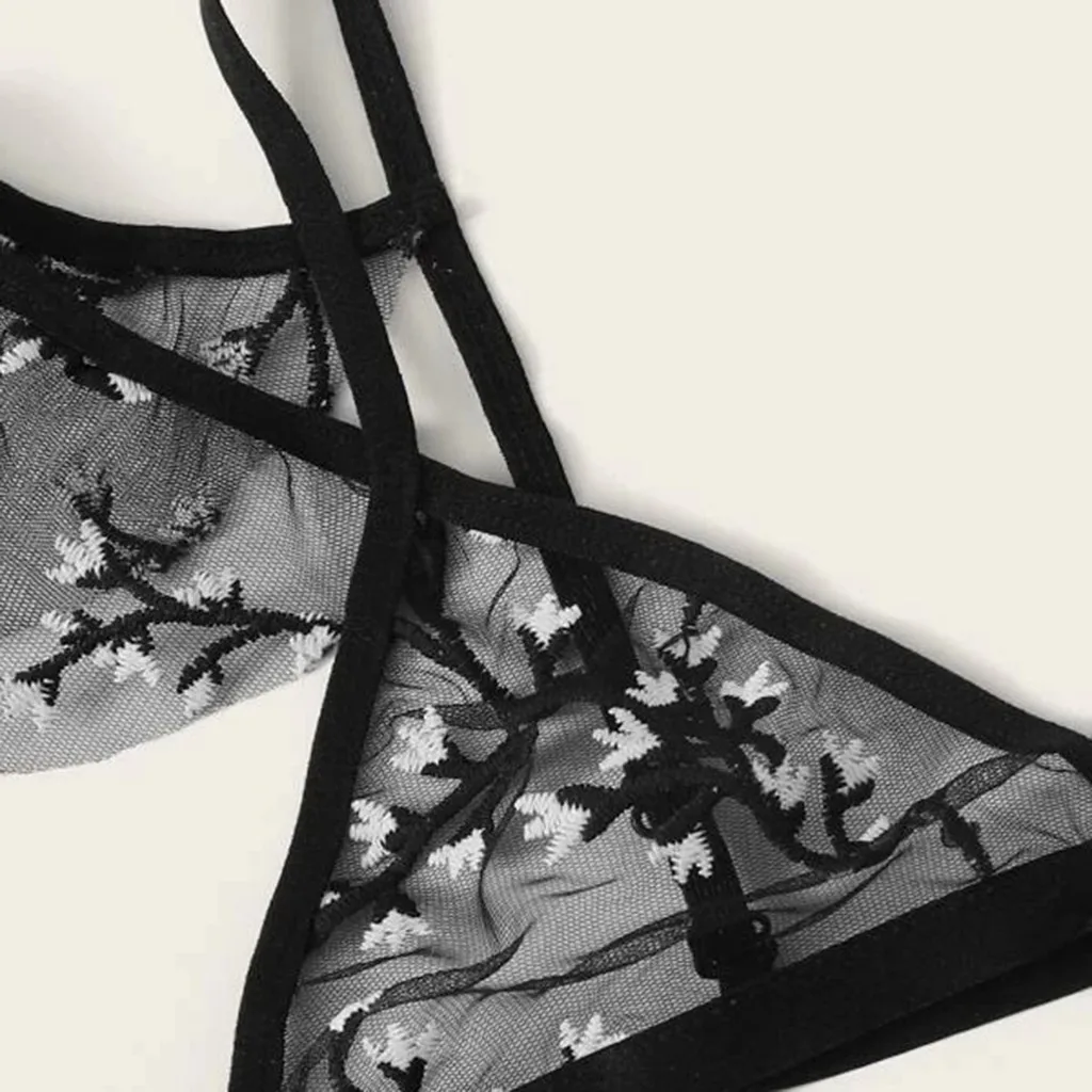Lingerie Sexy Bra Set Women Embroidery Lace Underwear Pajamas Hollow Out G-String Stanik damski Dames bh Dropship | Женская одежда