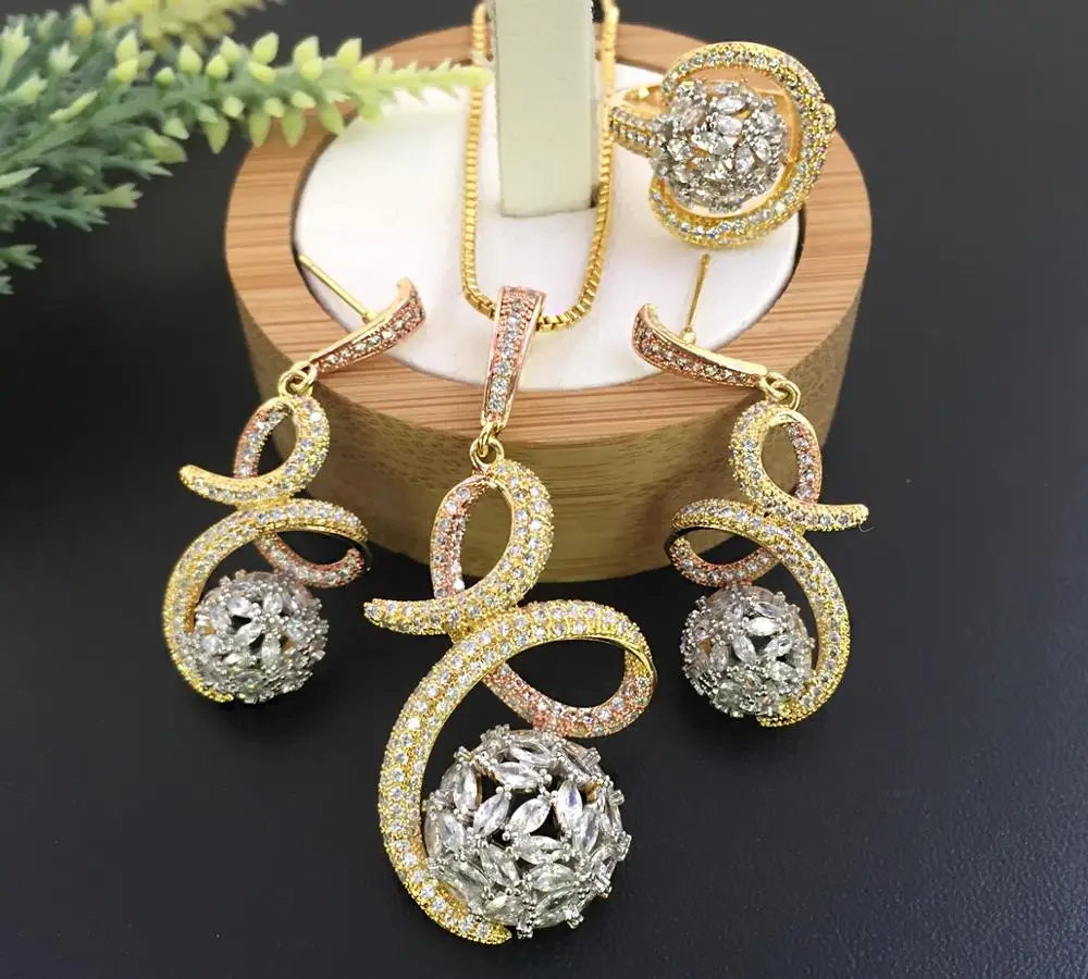 Lanyika модное ювелирное изделие элегантное ожерелье с микро инкрустацией и кольцом