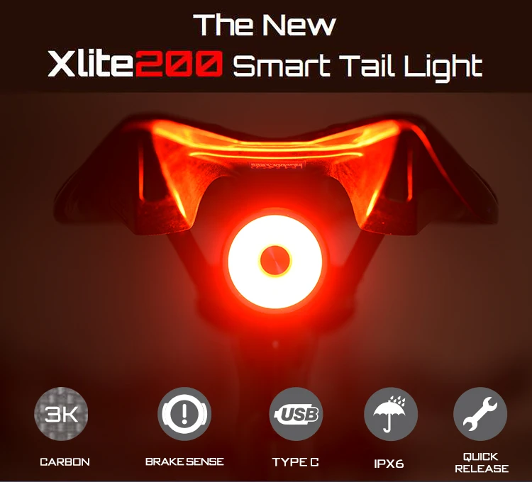 

ENFITNIX Xlite200 Bicycle Tail Light Intelligent Sensor Brake Lights Usb Road Bike MTB Cubelite II Rear Taillights
