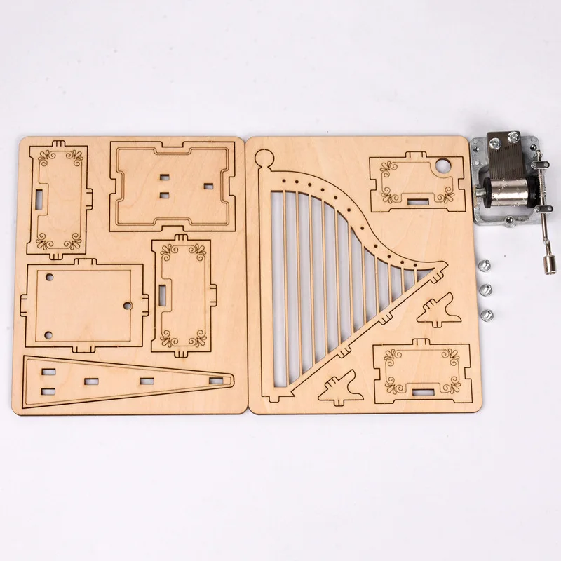 Музыкальная шкатулка в форме арфа ручной работы деревянная музыкальная с