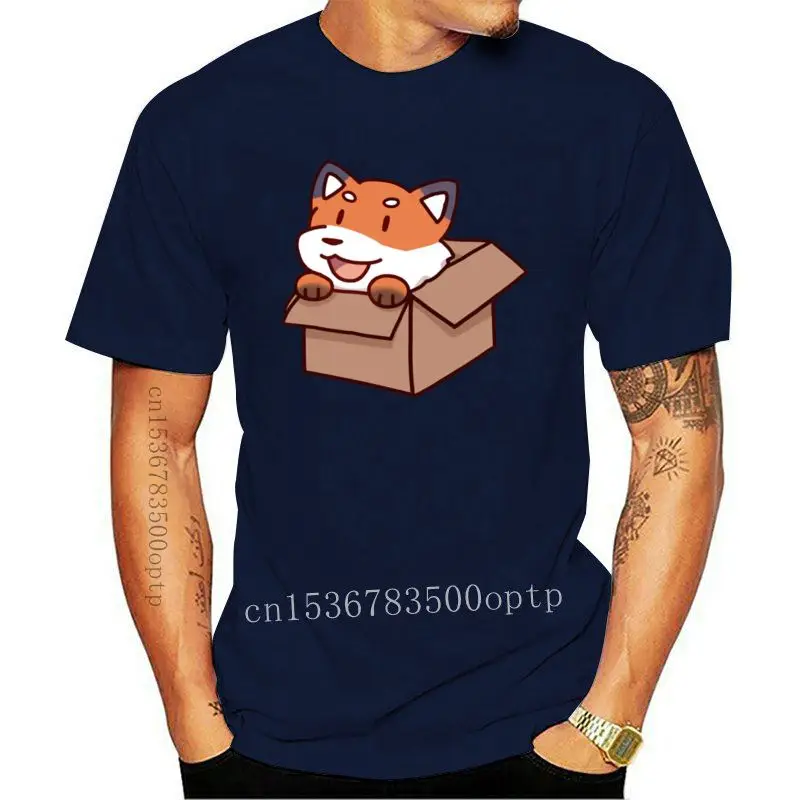 

Мужская футболка с рисунком милой собаки в коробке