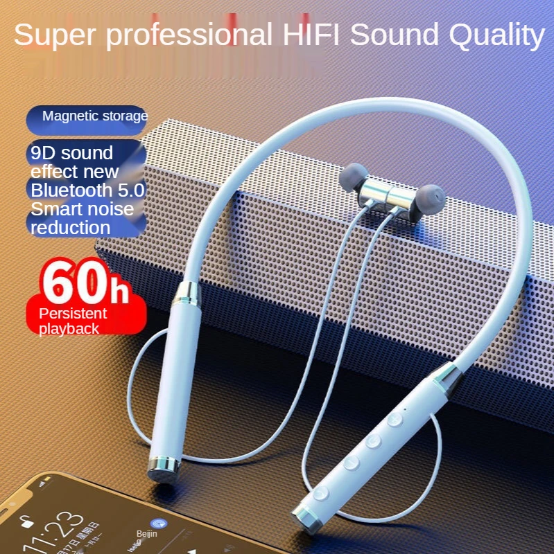 

Super 60Hours 9D Surround Stereo Heavy Bass Sports Running 5.0 Bluetooth Headset Support TF Wireless Earphone For Playtime