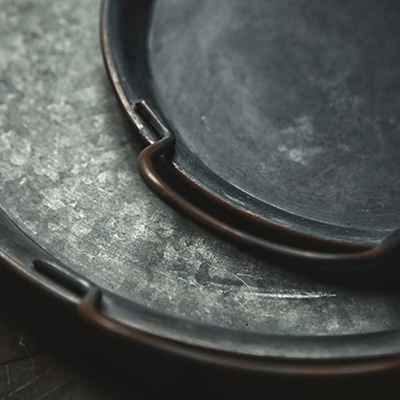 Металлический поднос с ручками для украшения хлеба в стиле ретро десерта ручной