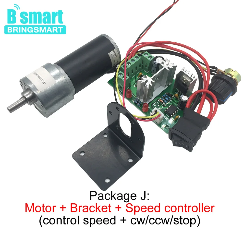 Bringsmart DC шестерня мини мотор с высоким крутящим моментом 12 В 24 в 420 об/мин