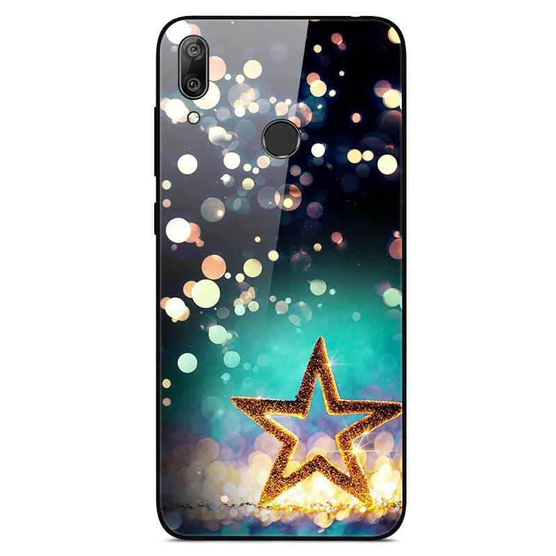 47 Чехол для телефона s для huawei Y7, жесткая задняя крышка из закаленного стекла для huawei Y7, чехол Y 7, мягкий бампер, художественный чехол 6,26 - Цвет: 47
