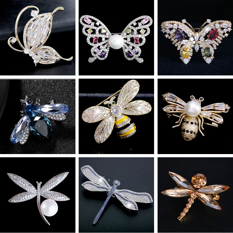 Роскошные Броши с насекомыми из кристаллов циркония булавки для женщин и мужчин