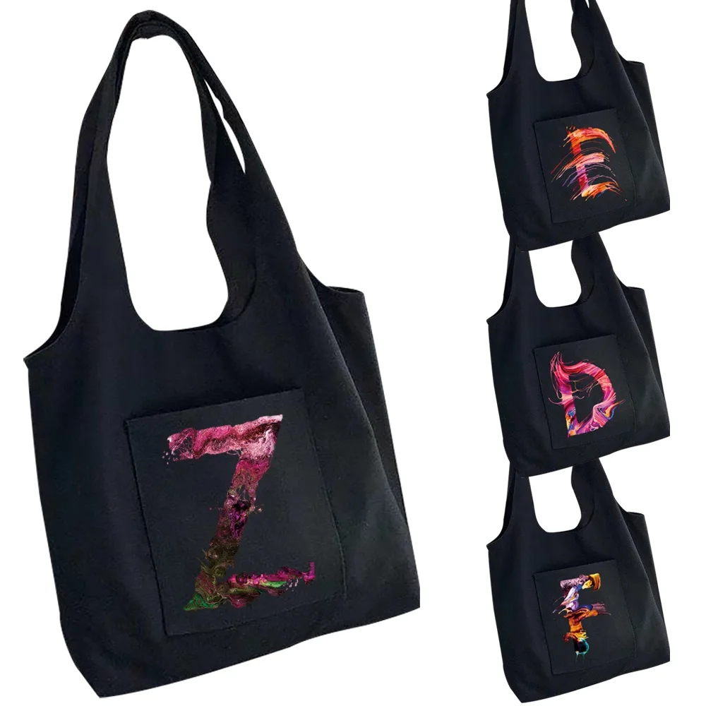 

Tote Bag Canvas Bag Women Shopper Bag Korean Wave Side Pocket Printed Grocery Storage Bag Portable Messenger Bags for Women
