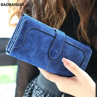 many departments faux suede long wallet women matte leather lady purse high quality female wallets card holder clutch carteras