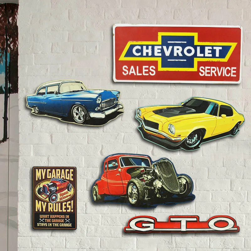 Металлическое украшение для дома 3D наклейки Оловянная Автомобильная тарелка