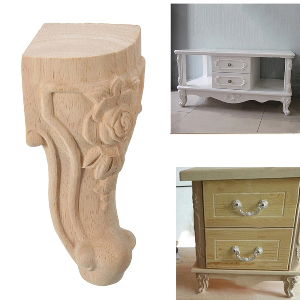 

Solid Wood Furniture Legs As Replacement For Sofa Couch Chair Table Cabinet Leg Wood Carving Rose Craft Unpainted Furniture Feet