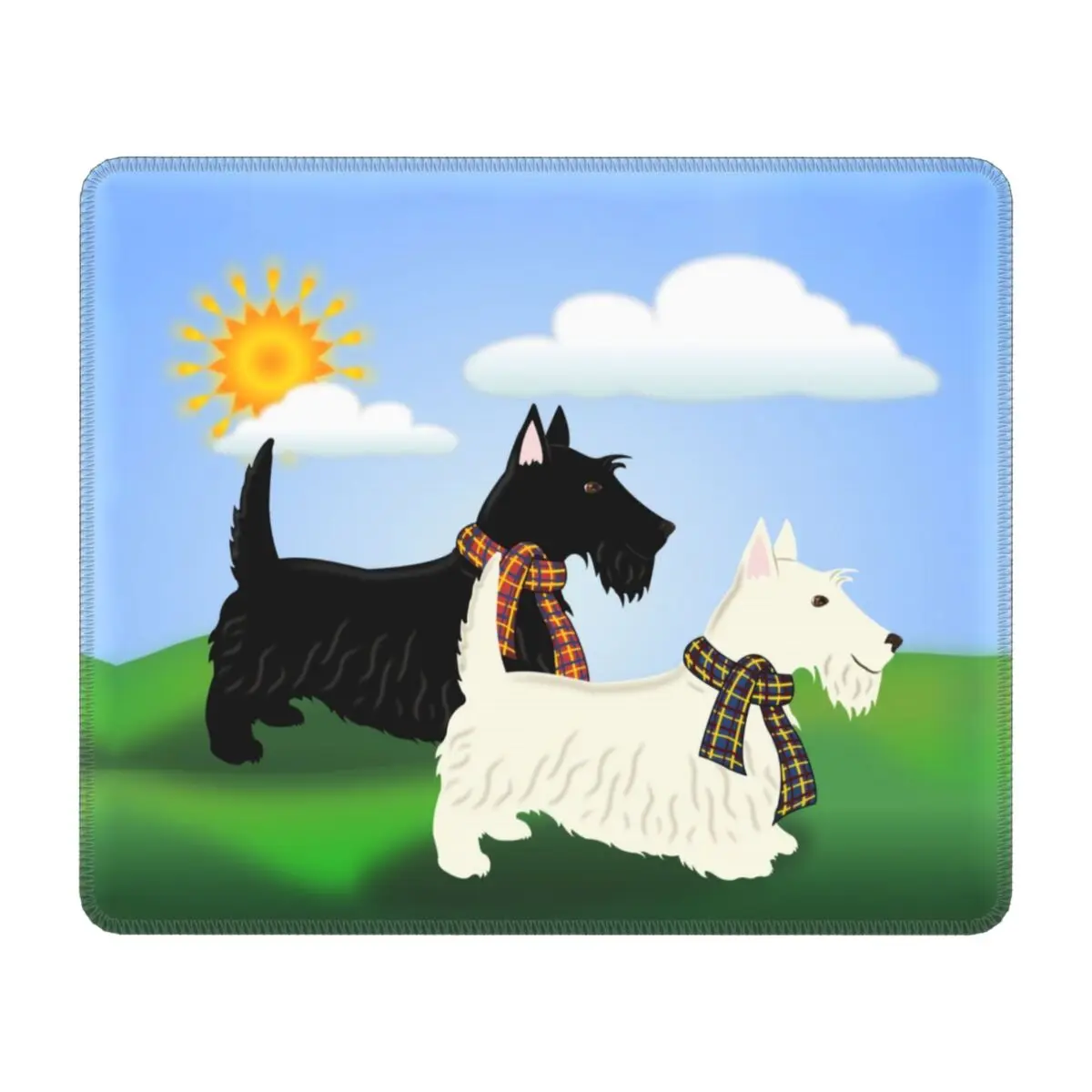 

Cool Black White Scottie Dog Mouse Pad Non-Slip Rubber Base Gamer Mousepad Accessories Scottish Terrier Office Computer PC Mat