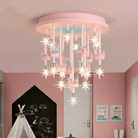 Kids Room Cartoon Merry-go-round Baby Ceiling Lights Girls Bedroom Ceiling Lamp Pink Blue Boys Ceiling Mounted Lighting