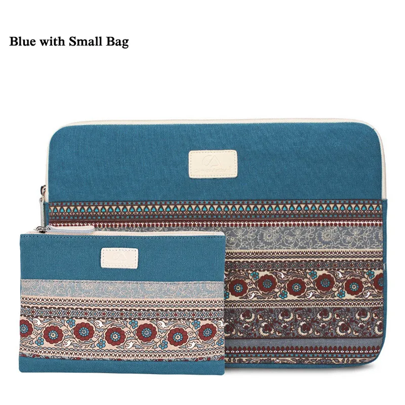 Blue with Small Bag Сумка для ноутбука для Macbook Air 11 13 14 15 сетчатый этнический чехол для ноутбука 14,4 15,6 дюймов для iPad Pro 10,5 11 12,9 Funda - Цвет: Blue with Small Bag