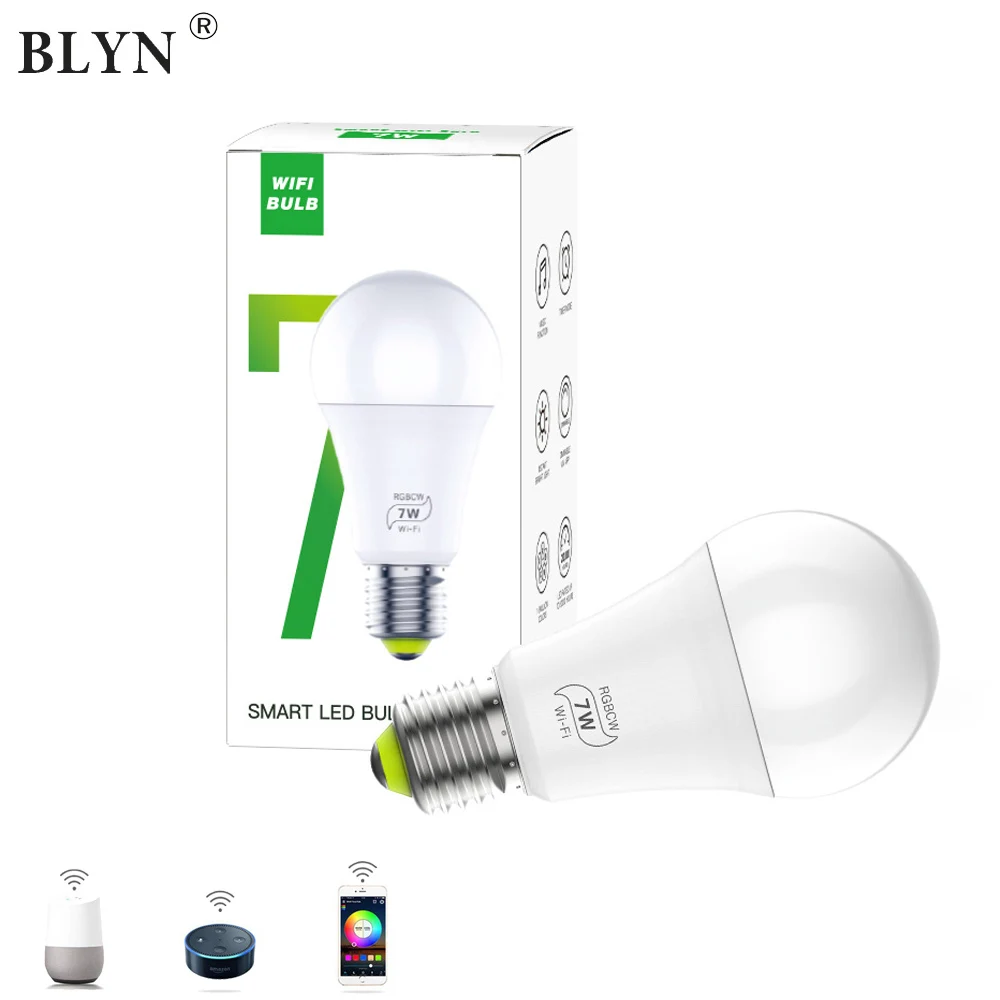 

16 миллионов цветов wifi Светодиодные лампы e27 rgb cct светодиодная лампа 7w умная музыкальная вечерние светильник совместим с google home, alexa ifttt Голосовое управление ac110v 220v