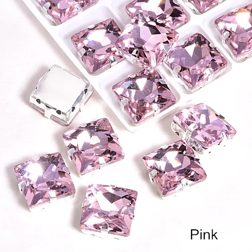 Light Pink Квадратные много цветов стеклянные стразы шьют на стразы с коготь Flatback лучшие стеклянные стразы пришить на коготь из стразов для одежды B3467 - Цвет: Light Pink