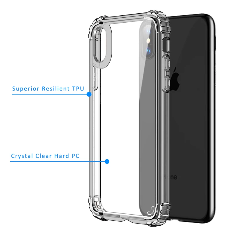 Clear Gray Прозрачный чехол для iPhone XS XR, тонкий противоударный акриловый чехол из ТПУ с кристаллами для телефона Apple iPhone XS Max, полностью защитный чехол - Цвет: Clear Gray
