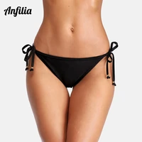 anfilia women bikini bottom ladies side bandage swim trunks solid color swimwear briefs side bandage sexy swimming bottom