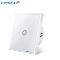 bondatouch switch eu standard wall switch white crystal tempered glass panel wall light switch touch screen 1 set 1 channel