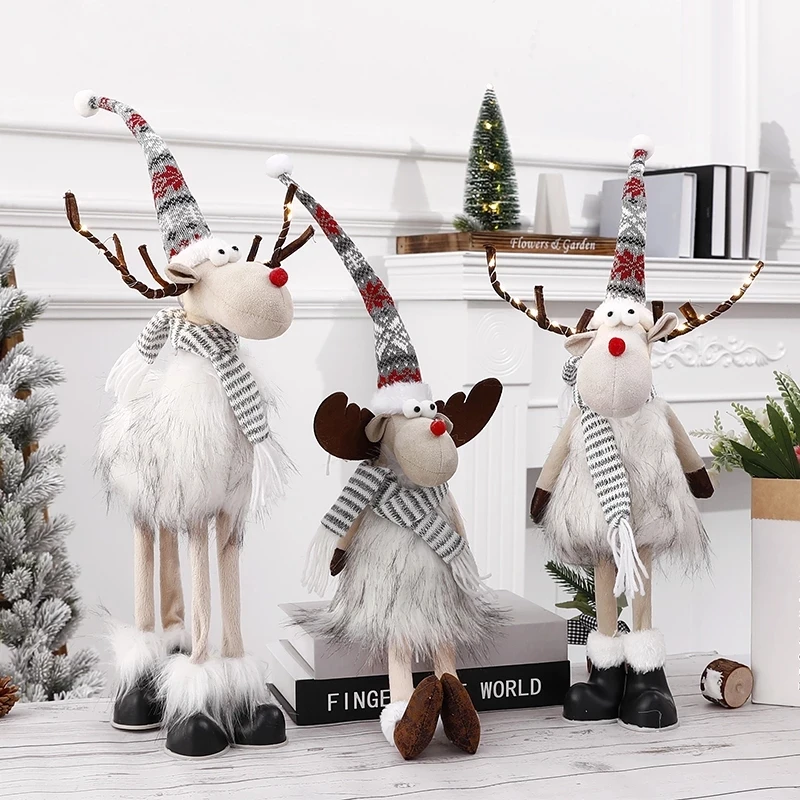 large standing elk doll with lights christmas gift for kid christmas elk doll reindeer navidad ornaments christmas home decor free global shipping