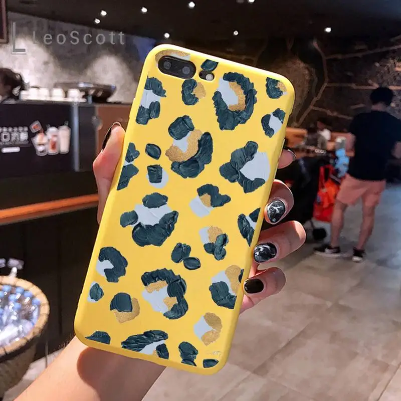 

Leopard Print Phone Case Candy Color for iPhone 11 12 mini pro XS MAX 8 7 6 6S Plus X 5S SE 2020 XR