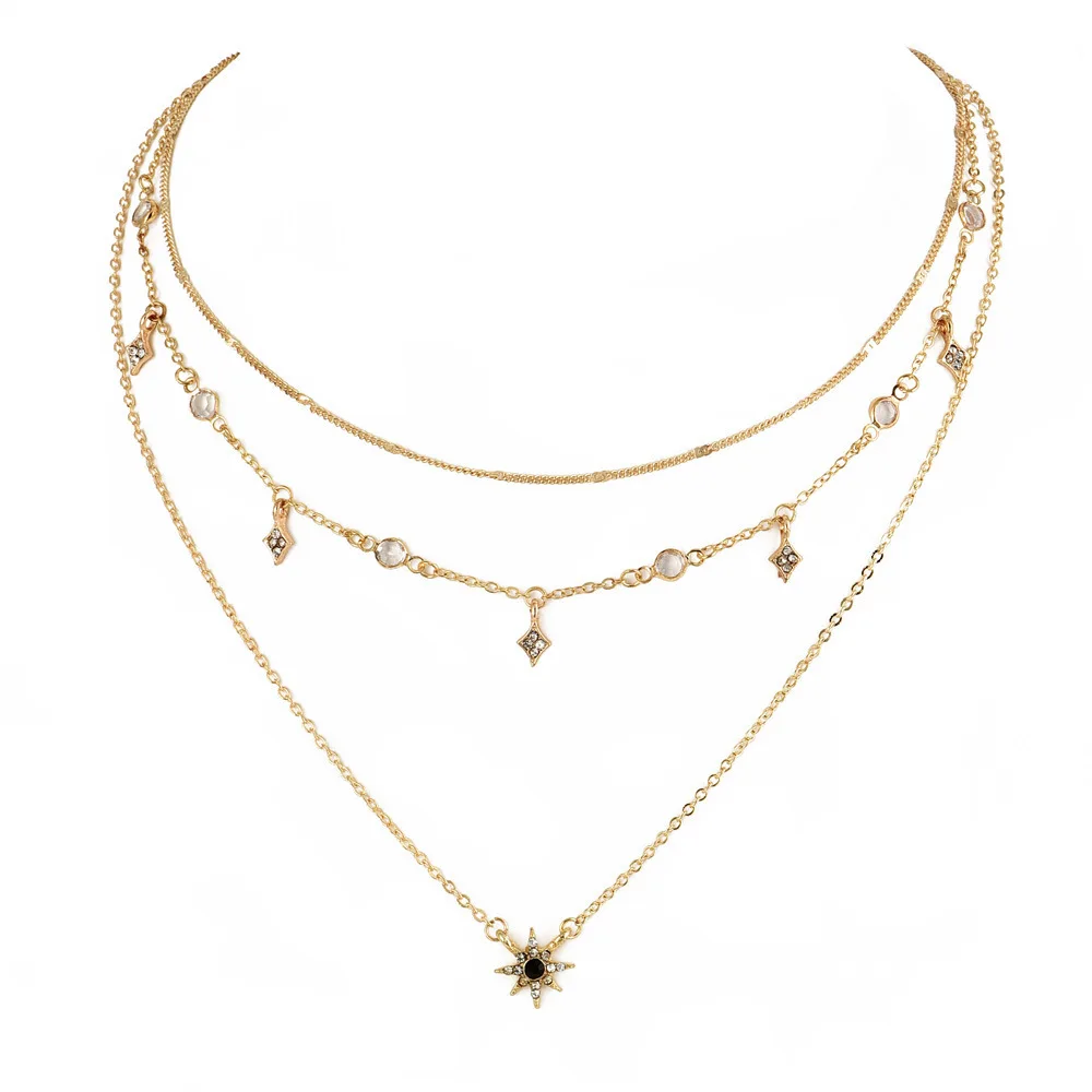 Europe And America Popular Fashion New Style Women's Multilayer Star Pendant Necklace Handmade Combination | Украшения и
