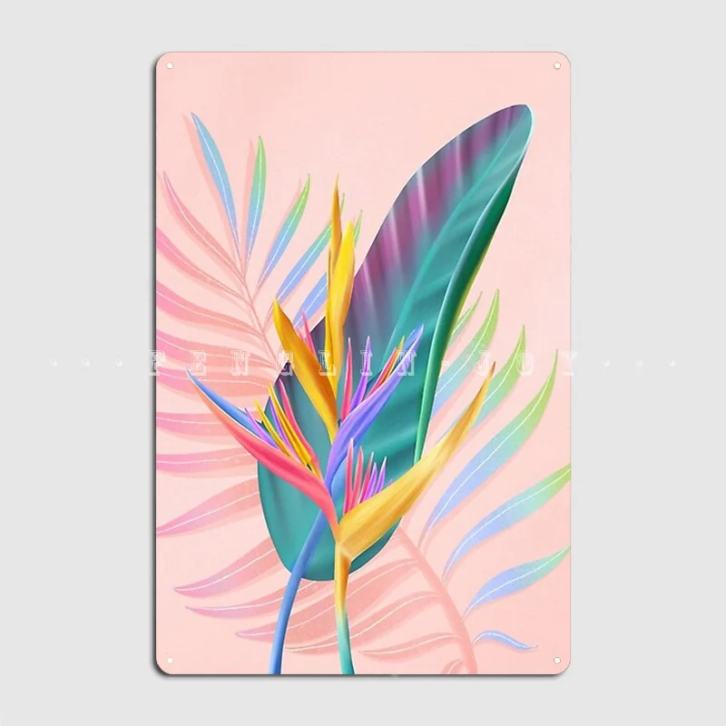 

Tropical Bird Of Paradise Metal Sign Club Living Room Funny Garage Decoration Tin Sign Posters