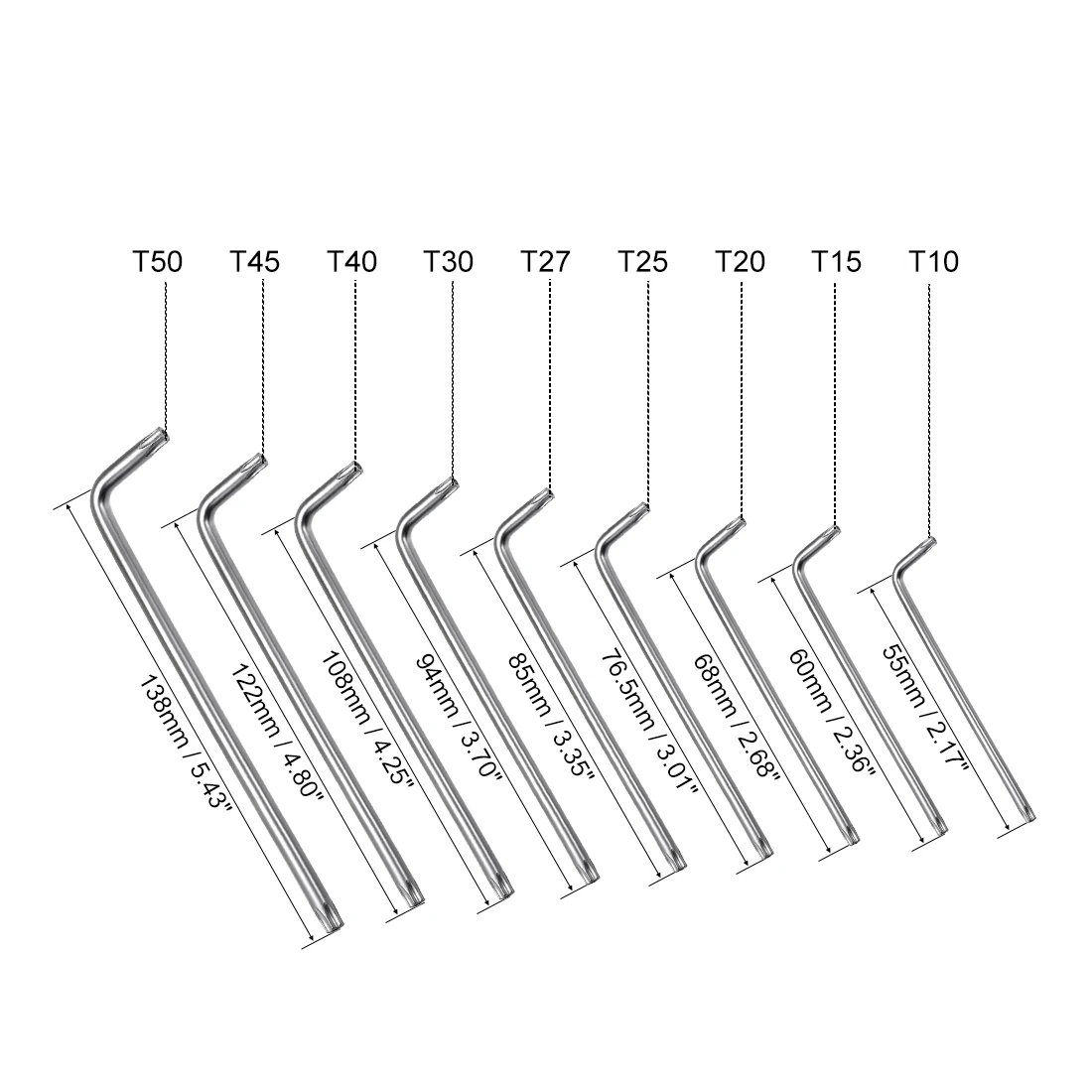 Набор шестигранных ключей uxcell Torx 9 в 1 антикражный Звездный ключ l-образной формы