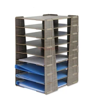 wooden desktop multi layer file rack basket seat office supplies book data storage