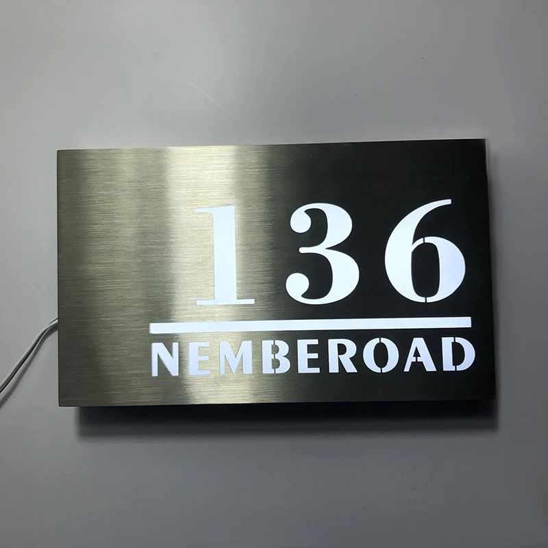 

Decorative Letters Numbers Decoration Crafts LED Address Sign Plaque House Number Laser Acrylic Stainless Steel Backboard
