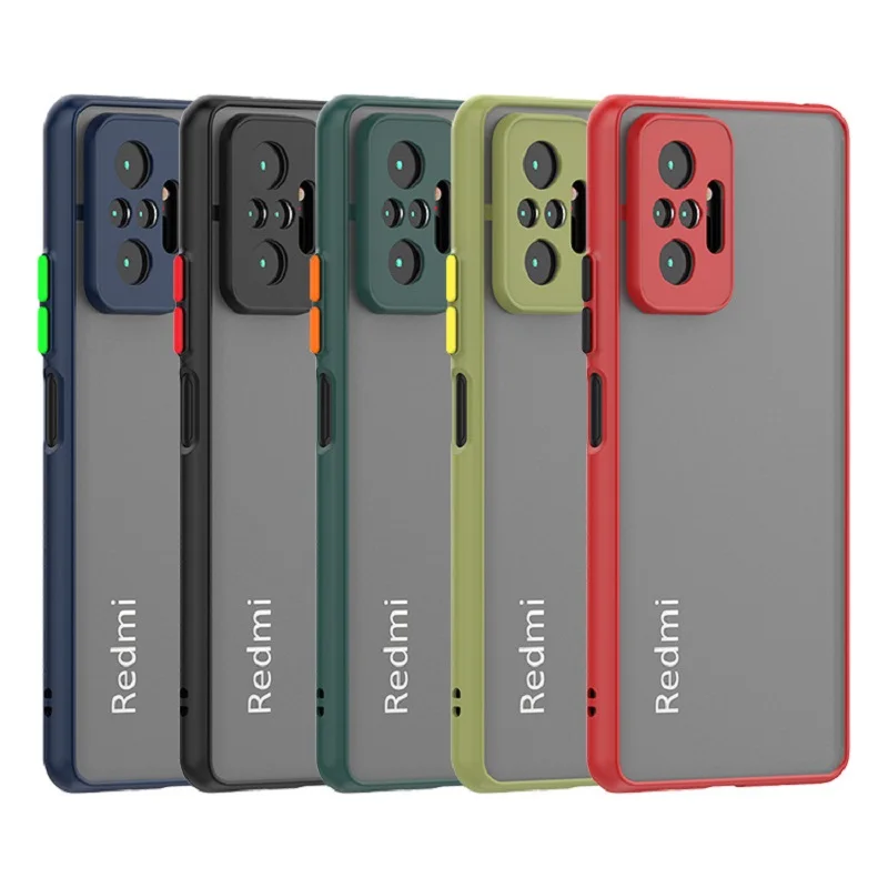 

For Xiaomi Redmi Note 10S 10 Pro Max Skin Feel Matte Phone Case All-inclusive Fine Hole Protective Cover With Colorful Button
