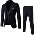 3 шт., мужской деловой костюм, приталенный пиджак для жениха, пиджак для свадебной вечеринки, жилет, брюки, офисные костюмы, Пиджаки