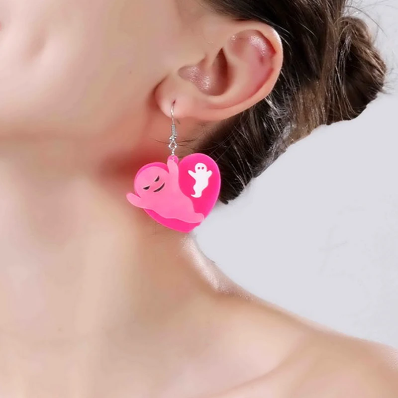 Милые розовые акриловые серьги в форме сердца забавные очаровательные