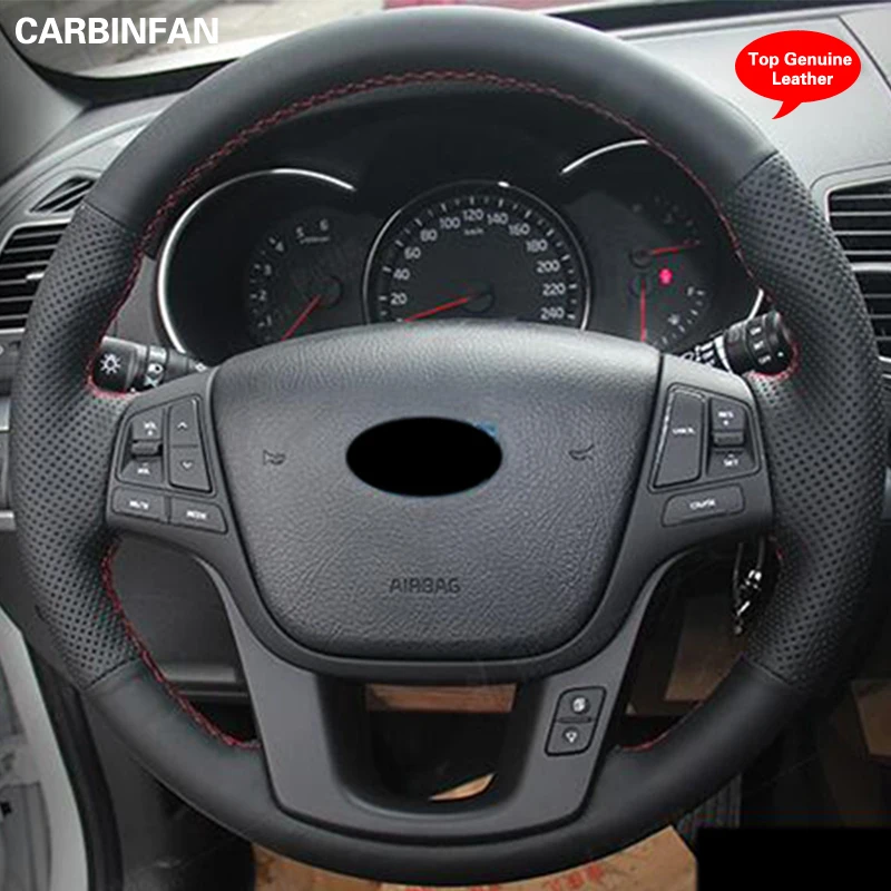 Черный кожаный чехол с верхним слоем ручной строчки для Kia Sorento 2009 2014 Cadenza K7 2011