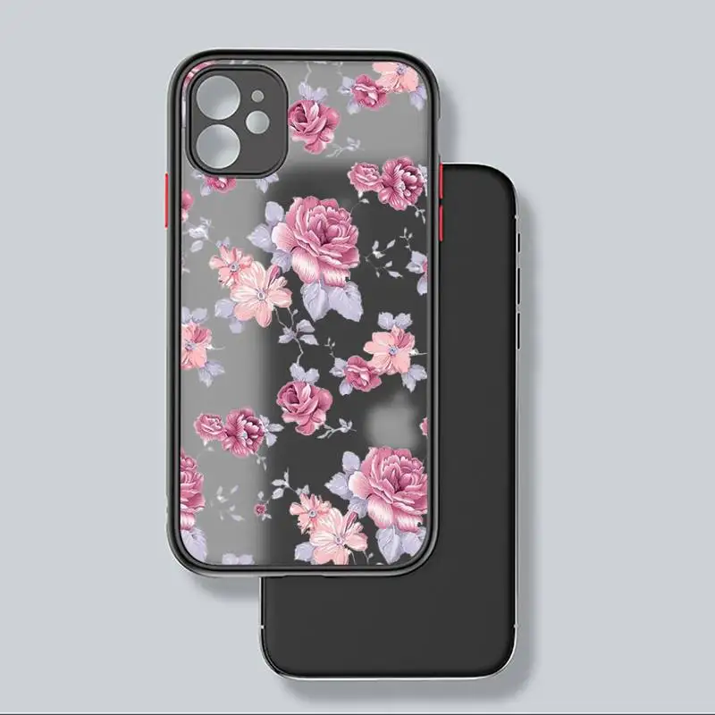 

Flowers Phone Case For iphone 12 11 8 7 plus mini x xs xr pro max matte transparent cover