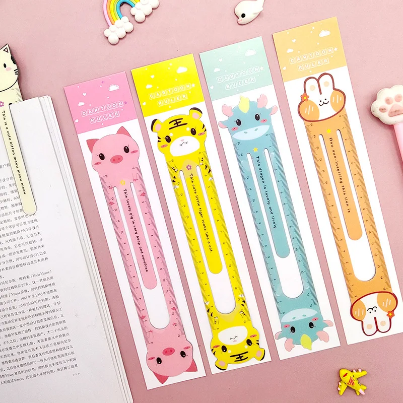 

Cartoon Animal Magnet Ruler Bookmark Cute Bendable 15cm Measuring Drawing Tool Promotional Stationery gift school supplies