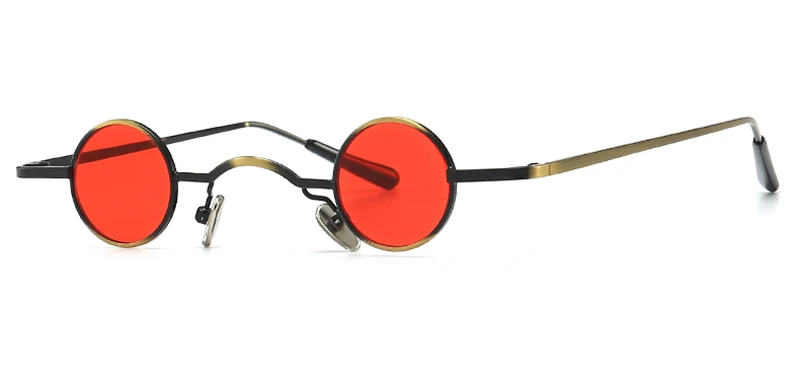 red lens Peekaboo красные крошечные солнцезащитные очки круглые Ретро металлическая оправа черные мужские панк Солнцезащитные очки женские uv400 декоративные очки - Цвет линз: red lens