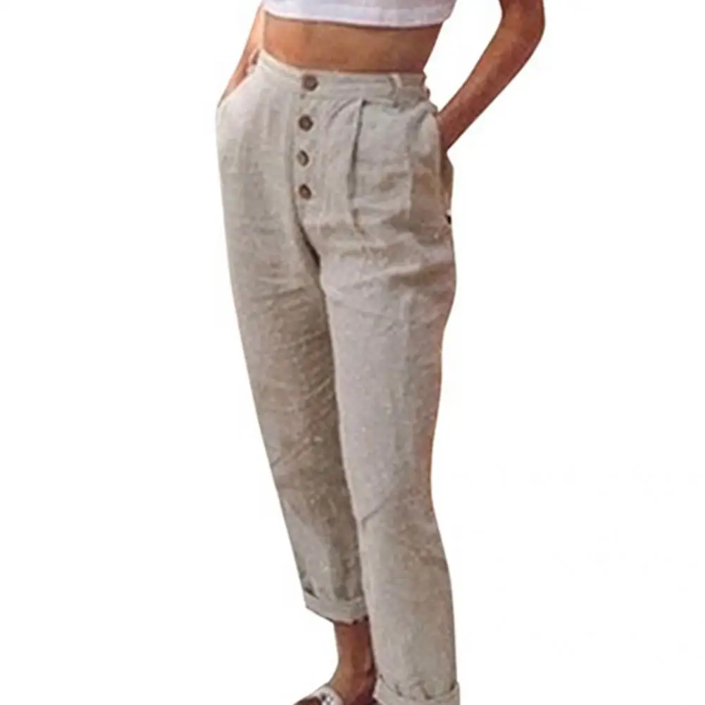 

Breathable 4 Colors Women Button Closure Pencil Pants for Going Out