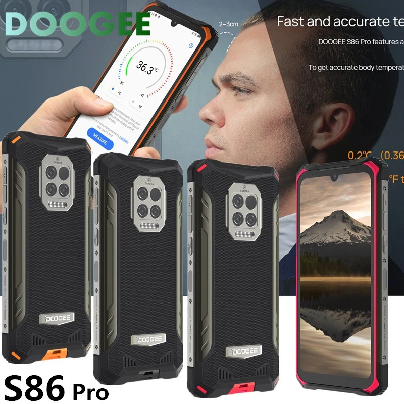 

DOOGEE S86 Pro Infrared Thermometer Rugged Smart Phone 8GB+128GB Mobile Phone IP68&IP69K Smartphone Octa Core 8500mAh 6.1"HD NFC