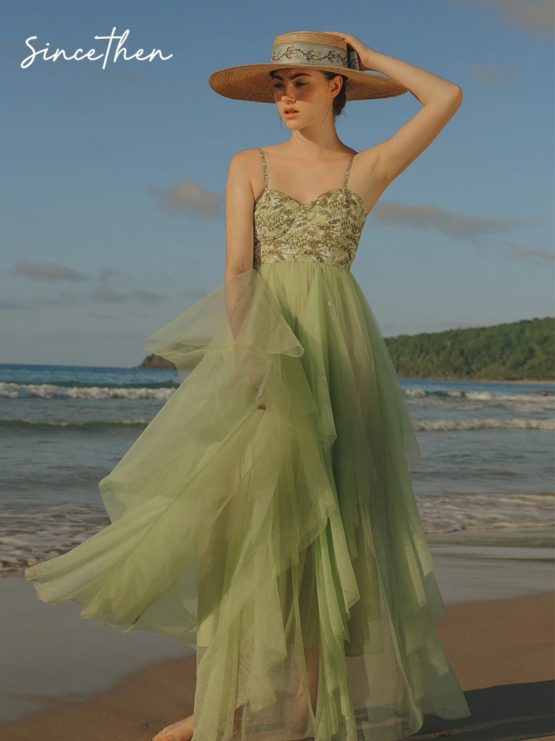 

French Skirt Fairy Super Fairy Forest Floral Light Gauze Suspender Dress Spring