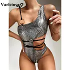 Женский слитный купальник, на одно плечо, со змеиным принтом, V1892, 2021