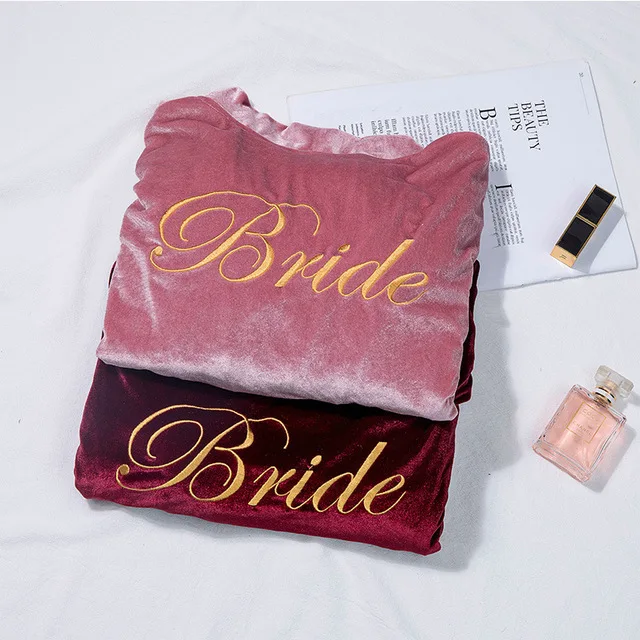 Велюровый Свадебный халат для невесты с вышивкой сатиновое женское кимоно