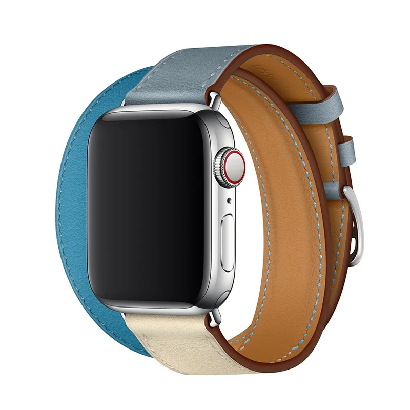 7 Кожаный ремешок для apple watch band 42 мм 38 мм iWatch band 44 мм 40 мм двойной походный браслет ремешок для часов apple watch 4 3 21 аксессуары - Цвет ремешка: 7