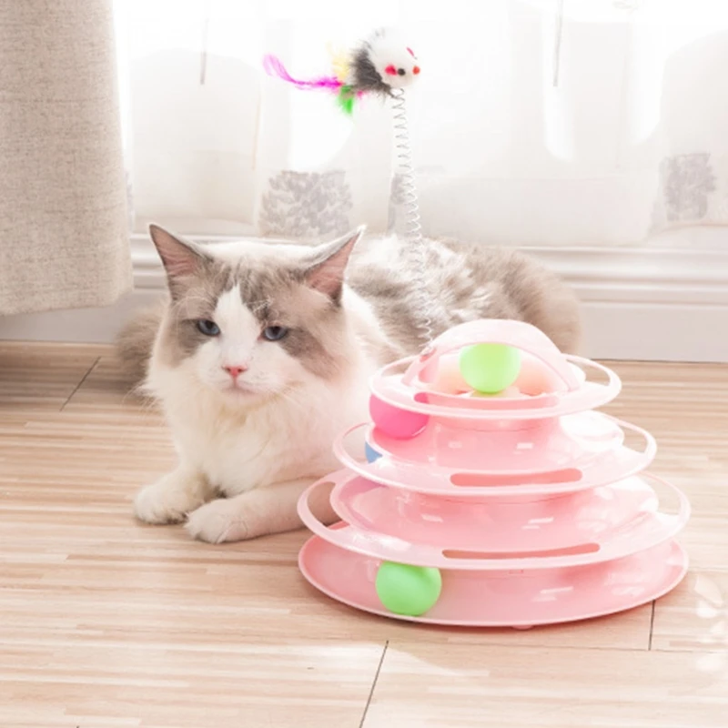 

Toy Cat Tracks 4 Towers Circle Track Roller Moving Balls Interactive Play Kitten Fun Mental Physical Exercise Puzzle Toy