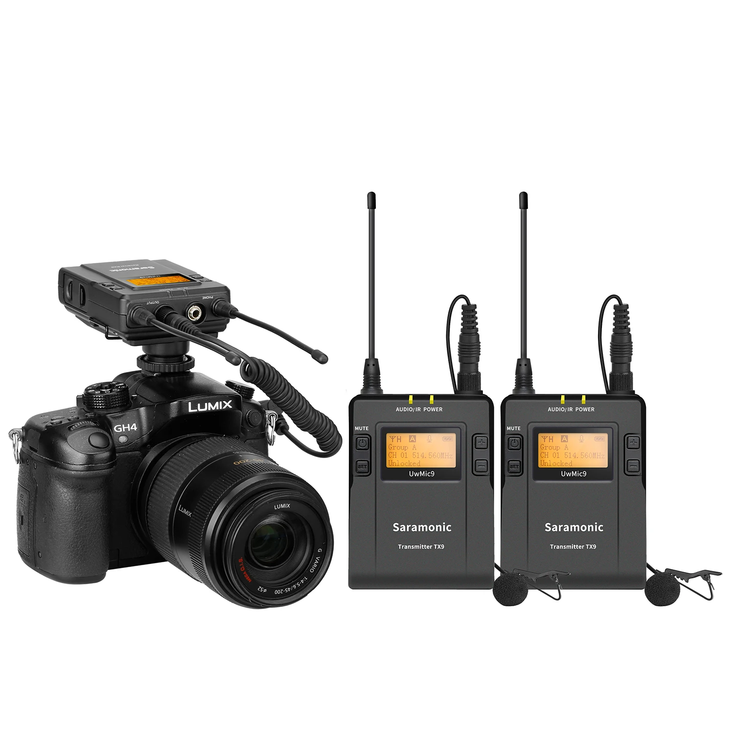 Saramonic UwMic9 Kit1/2 UHF Video Broadcast Interview Lavalier Wireless Microphone System for DSLR Camera Camcorder Vlog Podcast |